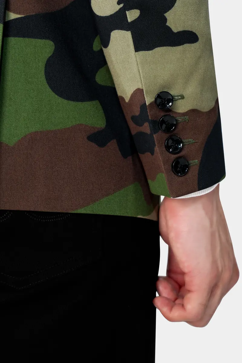 Beaver Brown And Finch Green Camouflage Premium Cotton Designer Blazer 4