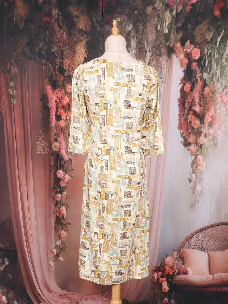 Beige Abstract Printed Cotton Rayon Kurti 8