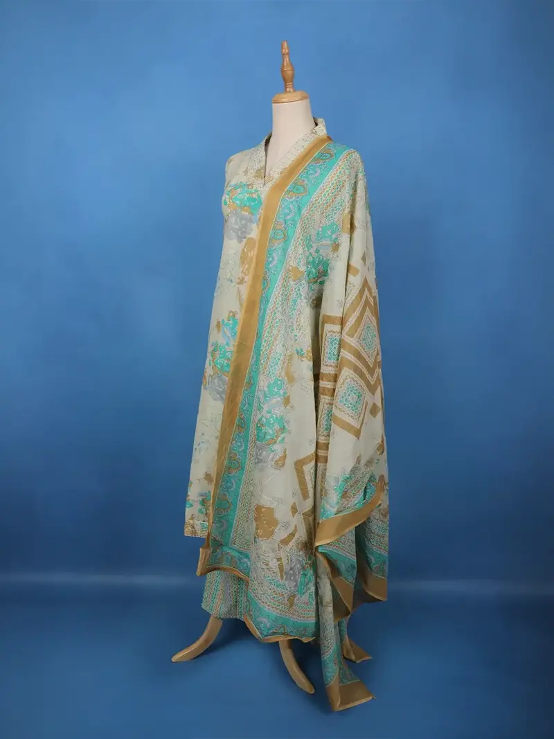 Beige Artistic Printed Cotton Salwar Suit 4