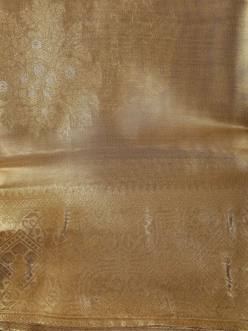 Beige Floral Zari Woven Design Tissue Silk Fancy Saree With Zari Border 2