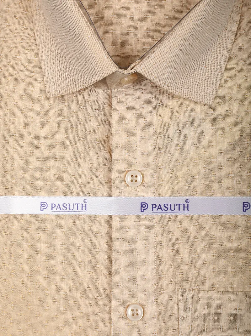Beige Gold Dotted Woven Design Shirt With Zari Border Matching Dhoti Set 2