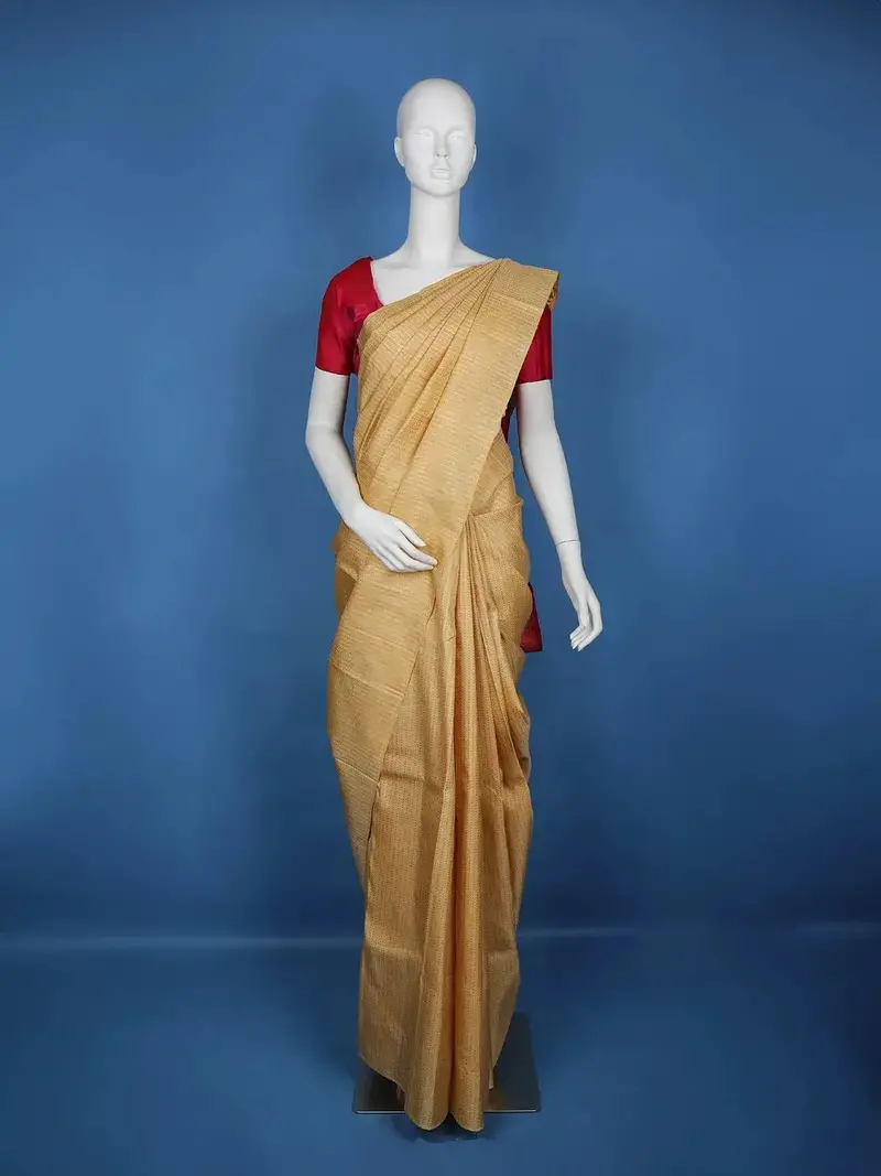 Beige Golden Zari Woven Kanchipuram Silk Saree 1