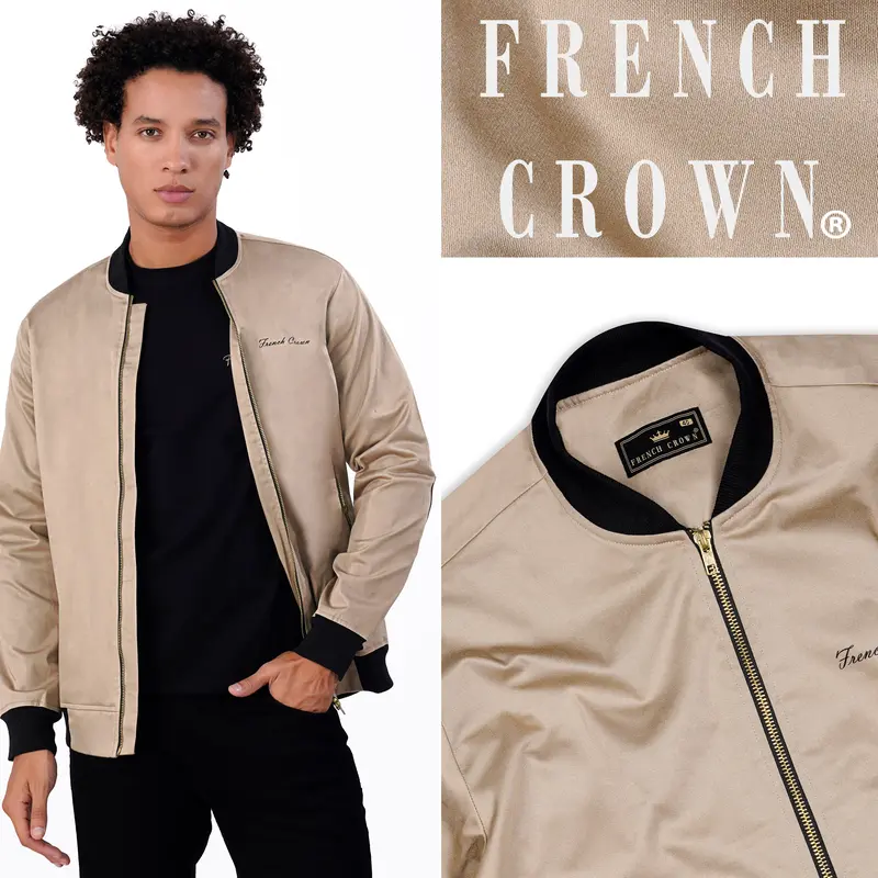 Beige Premium Cotton Bomber Jacket 1