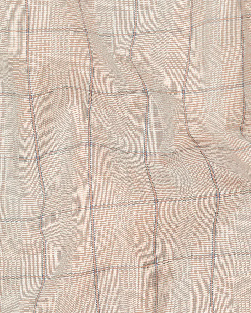 Beige Windowpane Wool Rich Pant 3