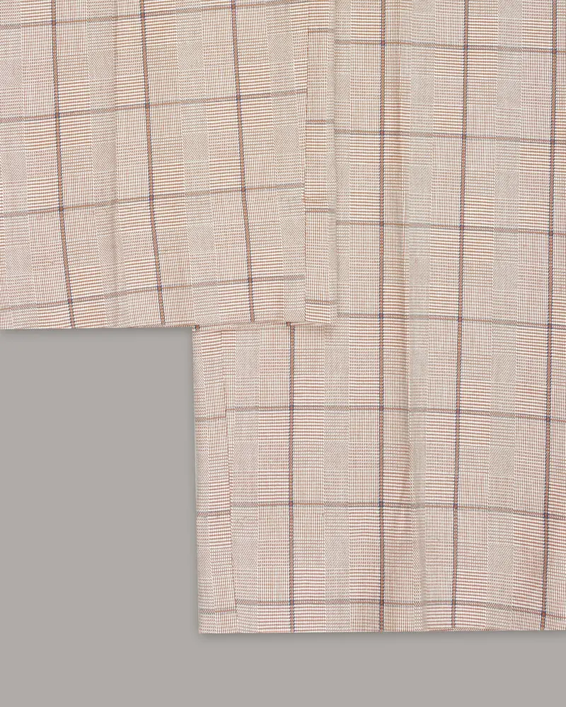 Beige Windowpane Wool Rich Pant 6