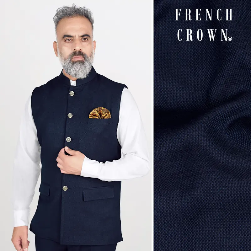 Berkeley Blue Wool Rich Nehru Jacket 1