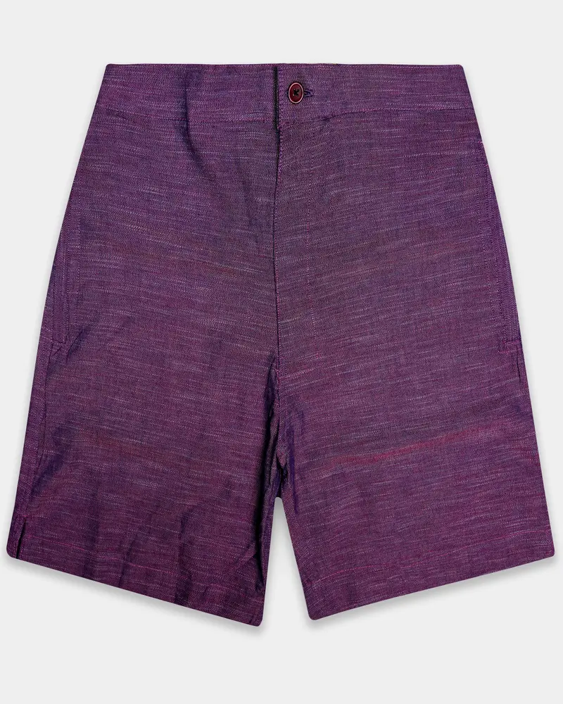 Berris-Grape Purple Textured Chambray Premium Cotton Shorts 1