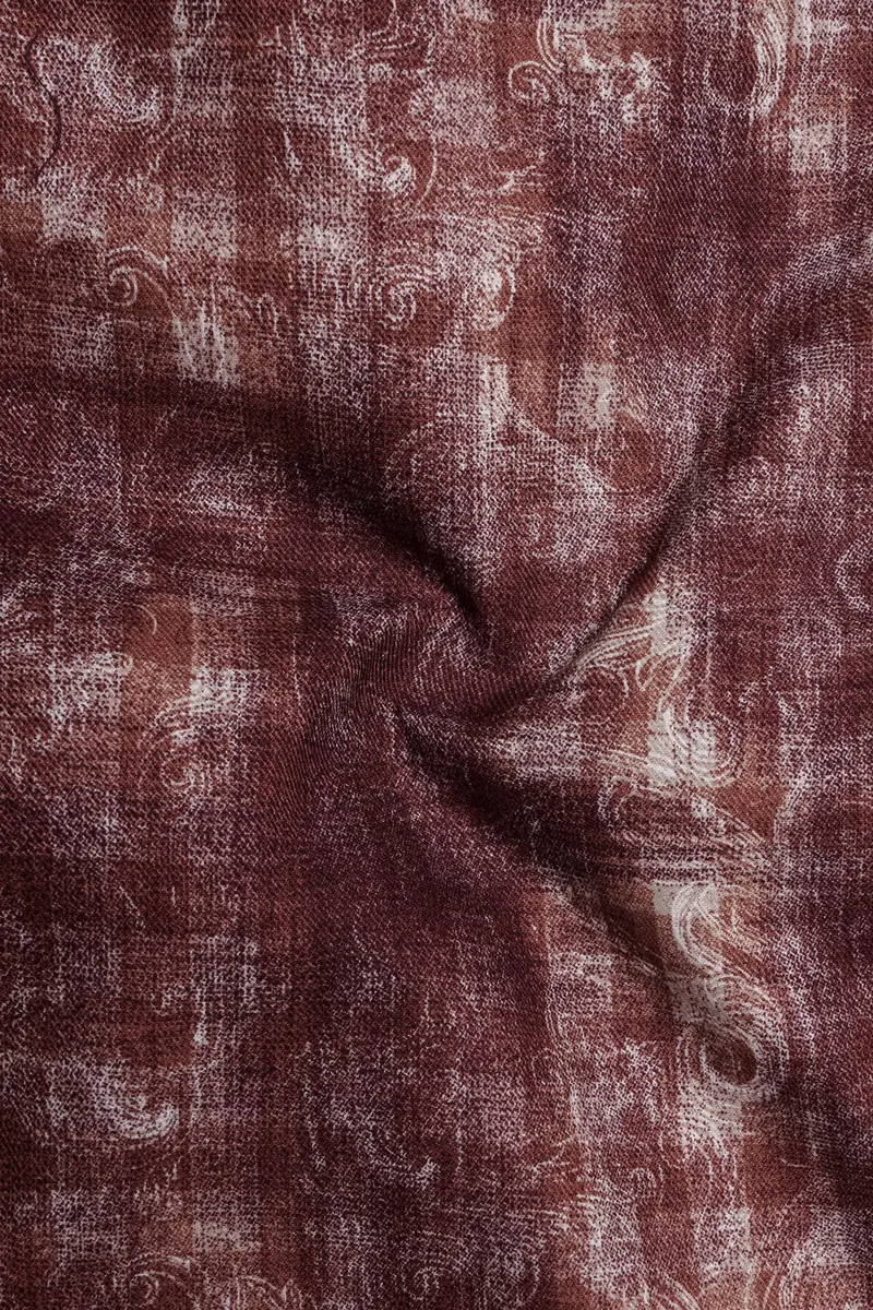 Berrivo-Wine Berry Maroon Paisley Elegance Printed Twill Premium Cotton Casual Shirt 3