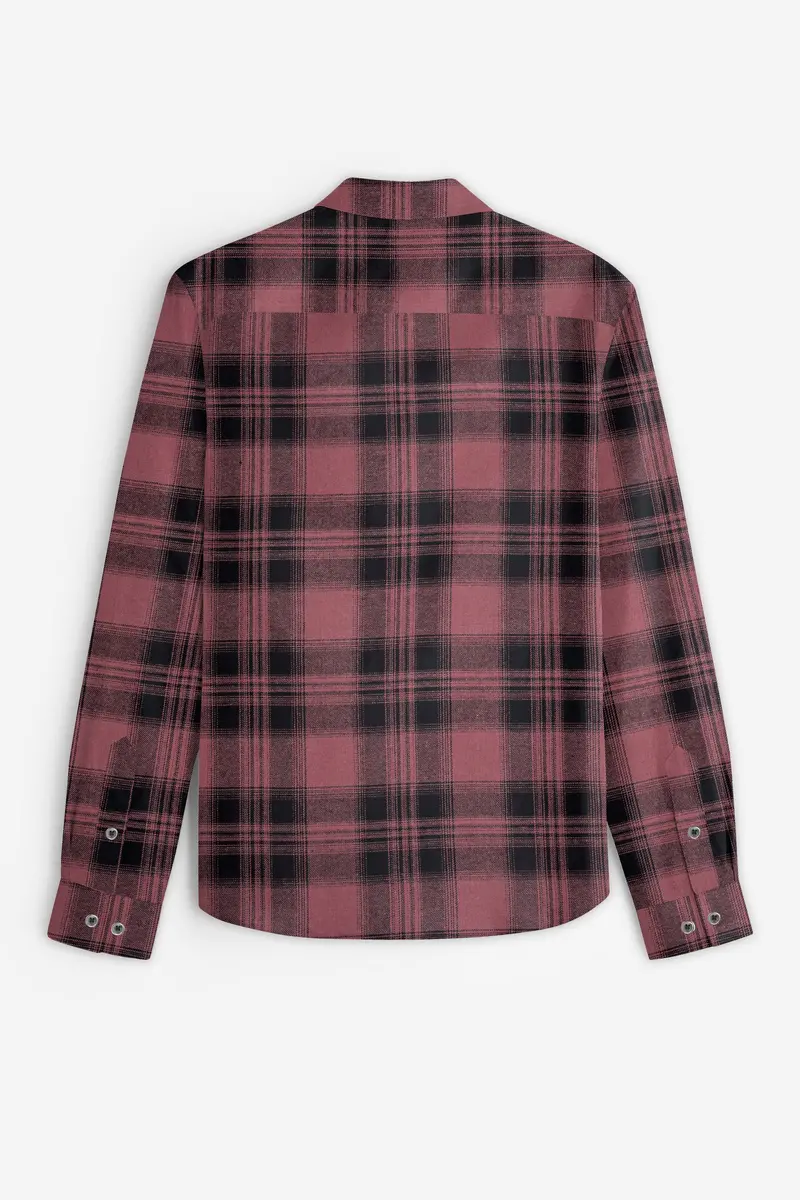 Berrywood-Wine Berry Pink Checked Flannel Premium Cotton Shirt 5