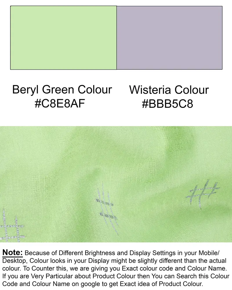 Beryl Green Dobby Textured Premium Giza Cotton Kurta Set 8