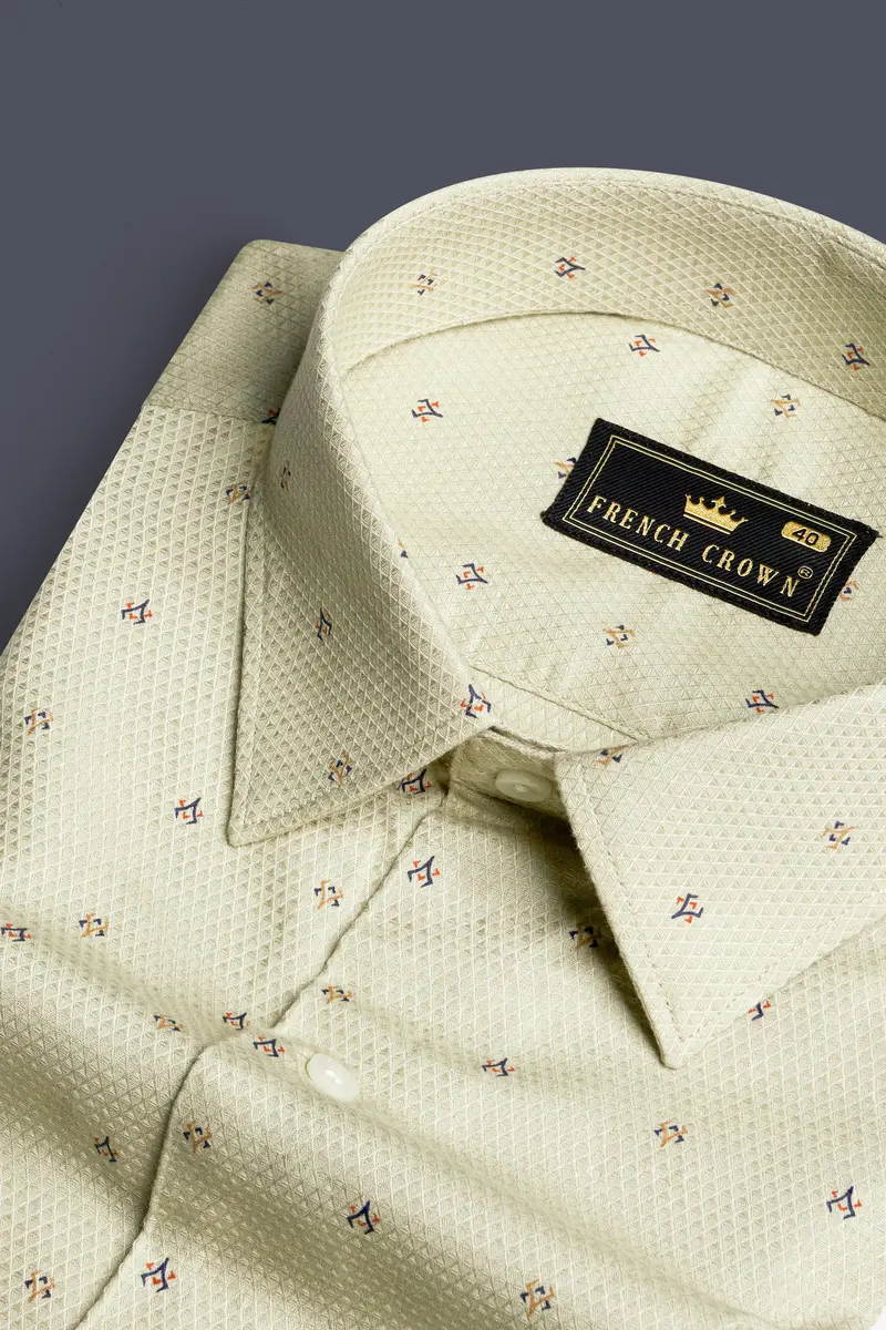 Beryl Green Dobby Textured Premium Giza Cotton Shirt 1