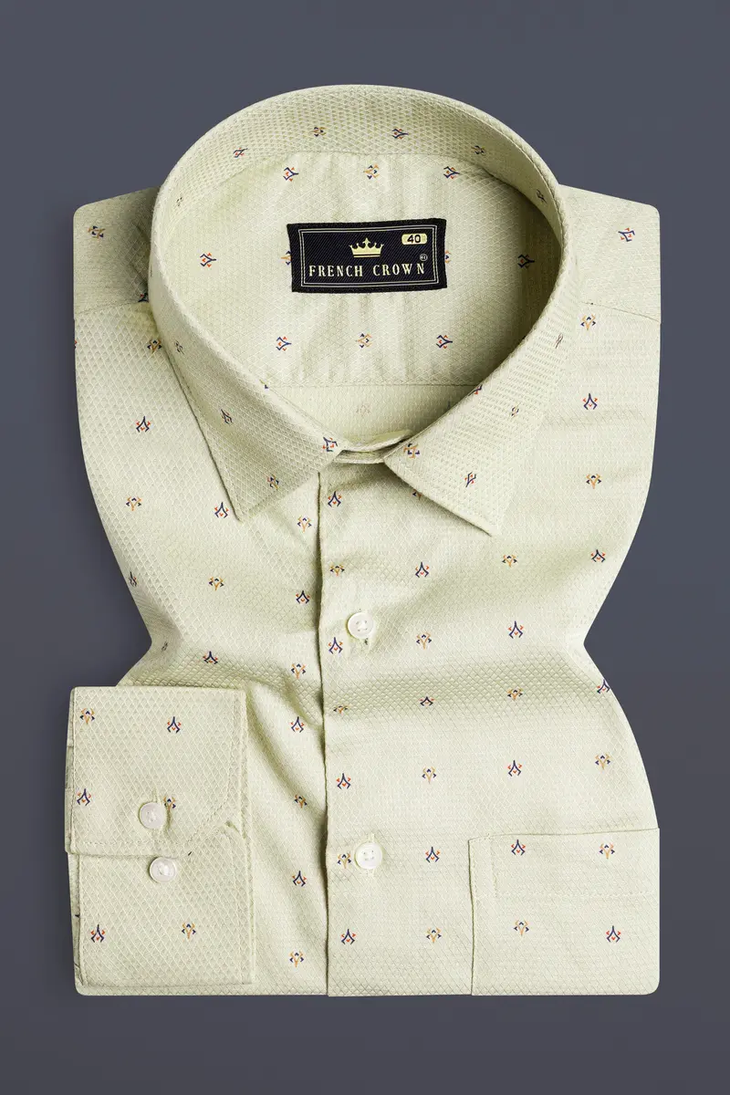 Beryl Green Dobby Textured Premium Giza Cotton Shirt 3