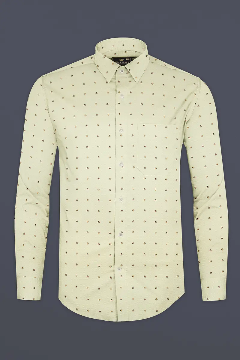 Beryl Green Dobby Textured Premium Giza Cotton Shirt 4