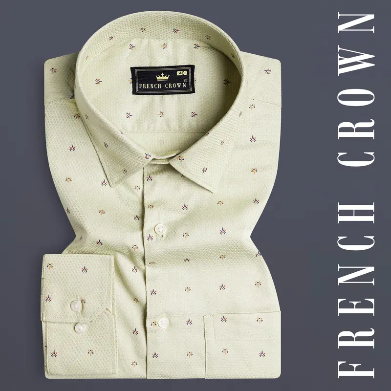 Beryl Green Dobby Textured Premium Giza Cotton Shirt 7