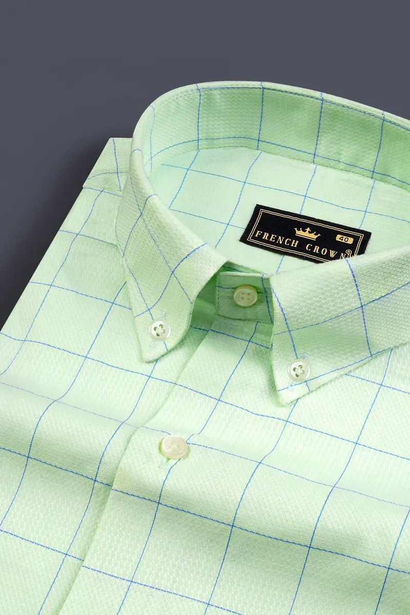 Beryl Green Windowpane Dobby Shirt 1