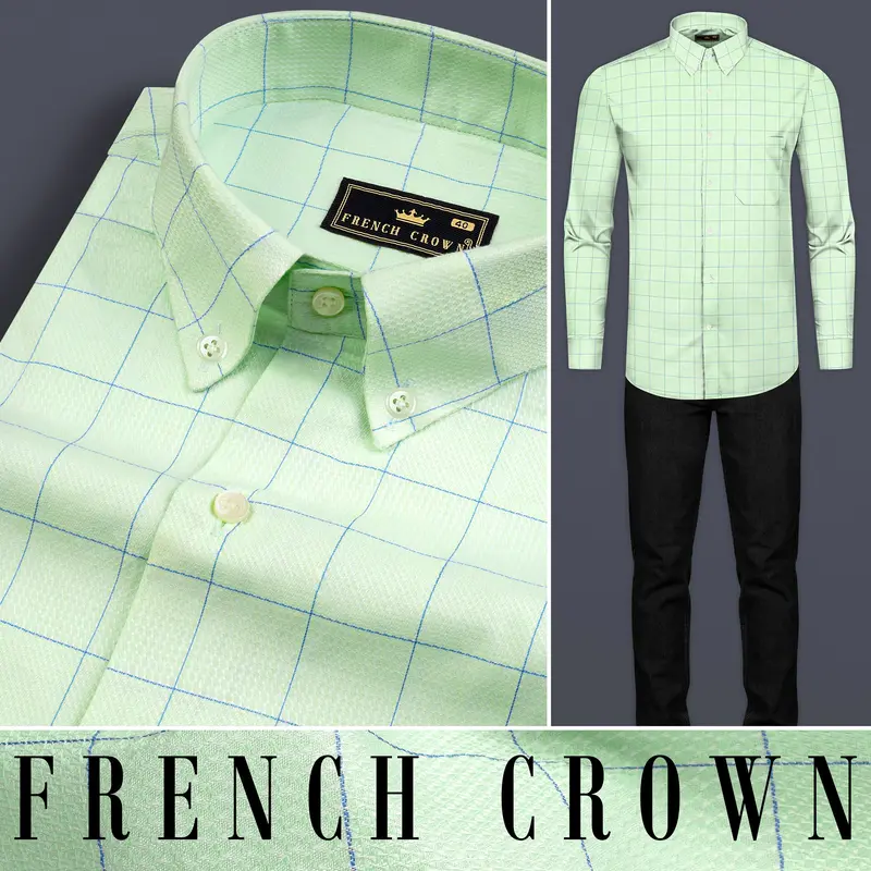 Beryl Green Windowpane Dobby Shirt 10