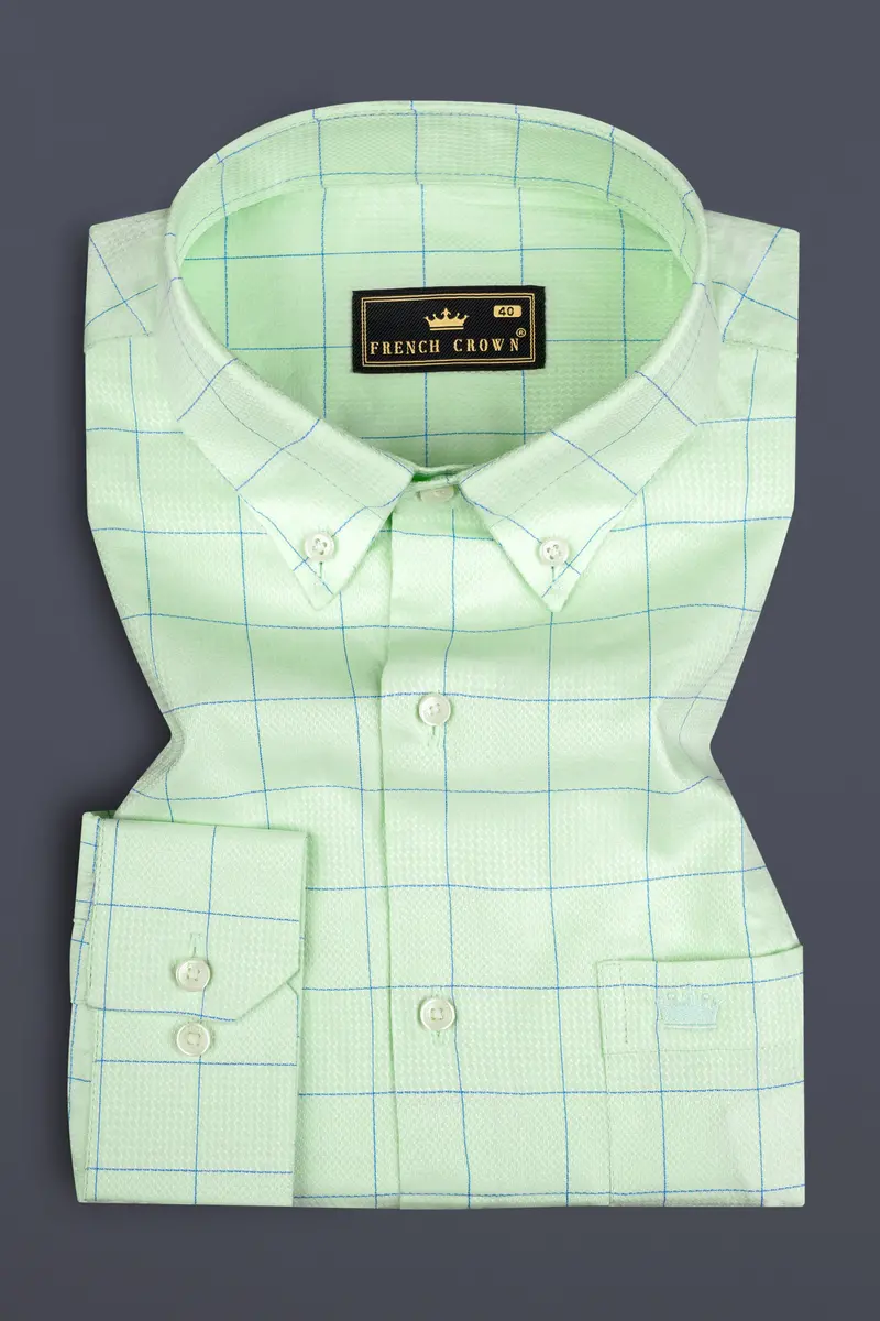 Beryl Green Windowpane Dobby Shirt 3