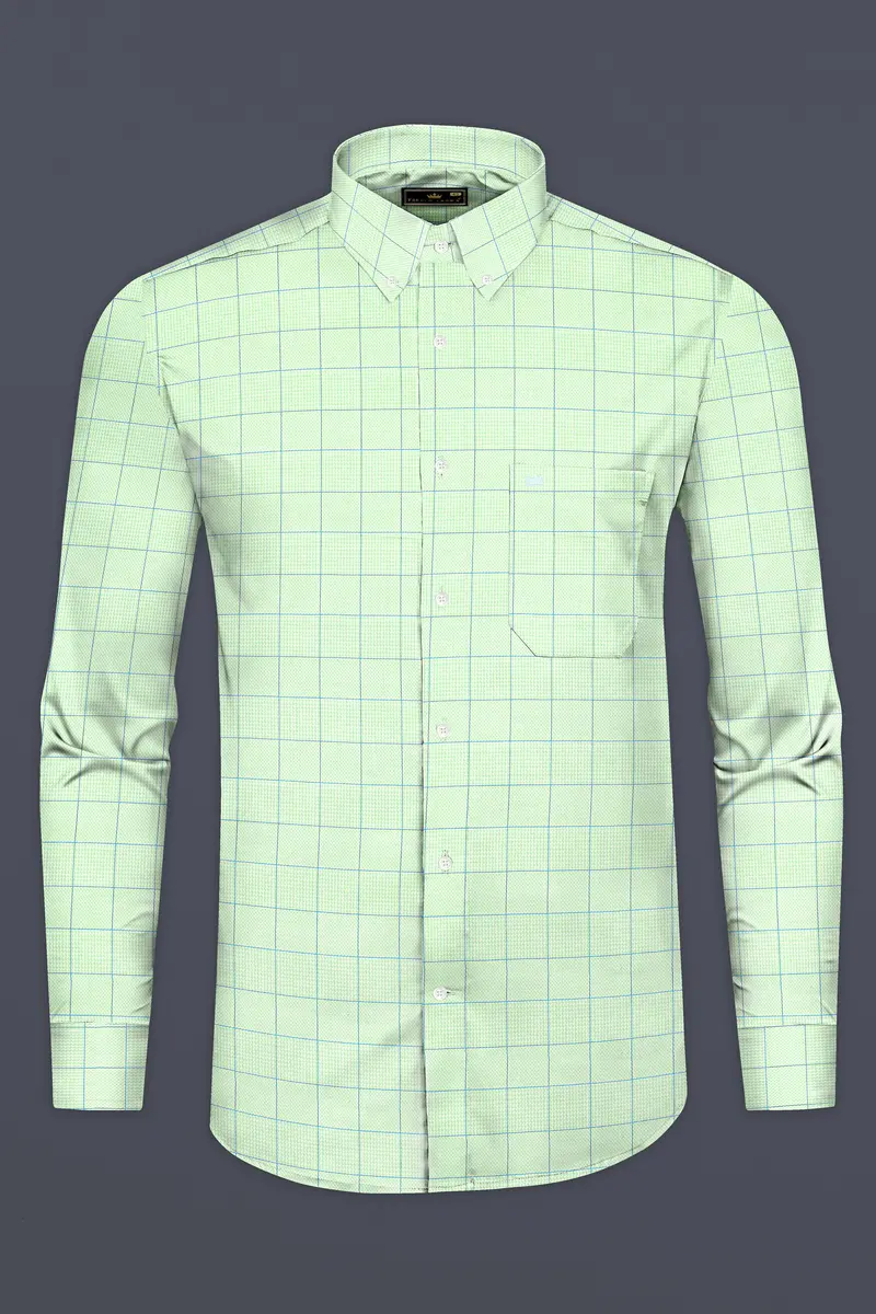 Beryl Green Windowpane Dobby Shirt 4
