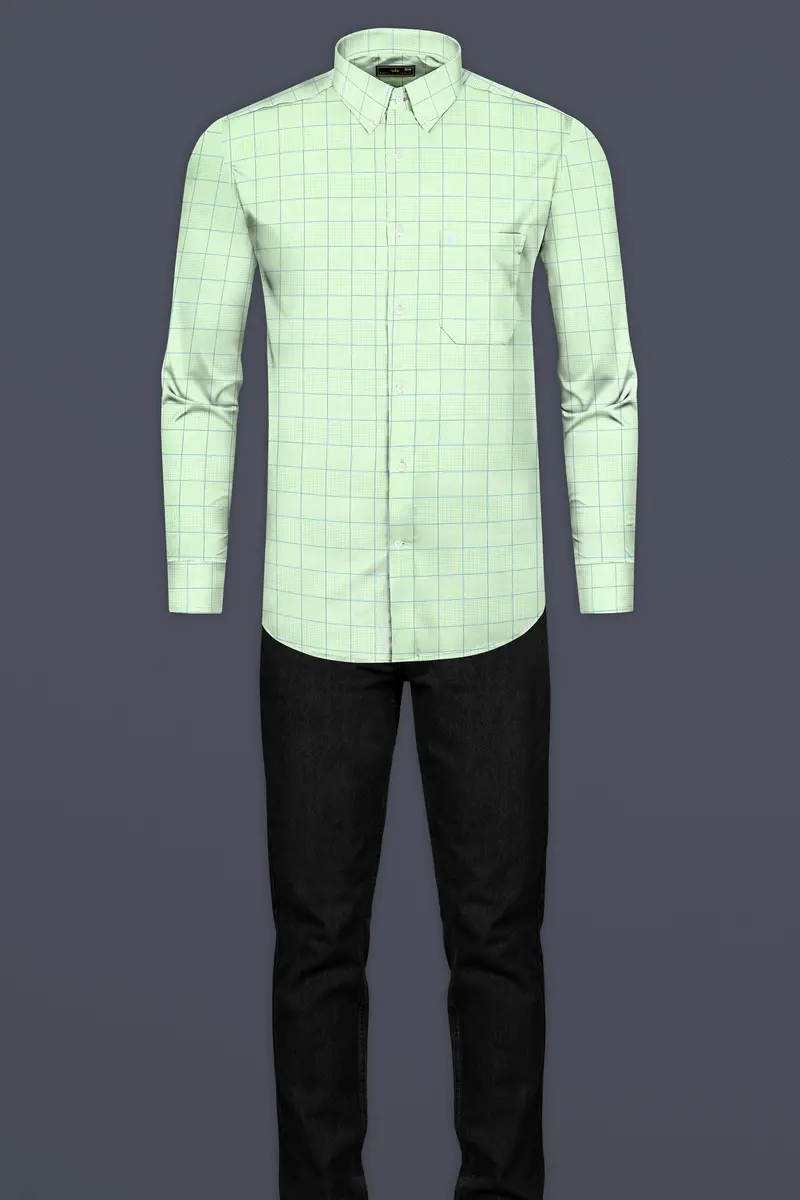 Beryl Green Windowpane Dobby Shirt 6