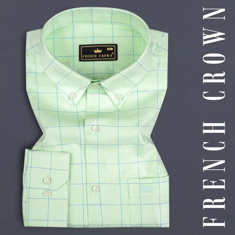 Beryl Green Windowpane Dobby Shirt 7