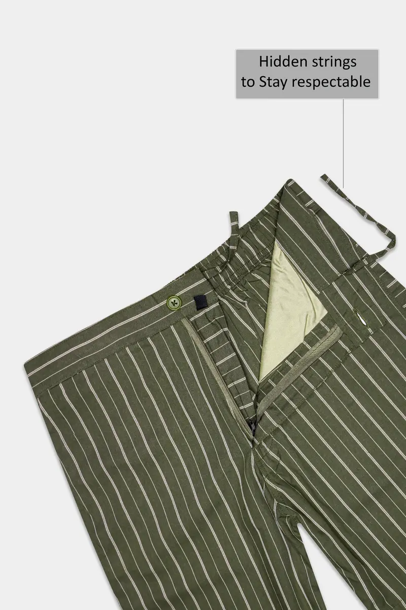 Beryl-Hemlock Green Striped Oxford Premium Cotton Shorts 4