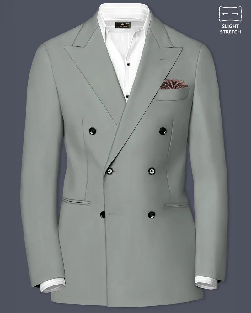 Beryl-Regent Green Slight Stretch Subtle Sheen Poly-Viscose Double Breasted Blazer 1