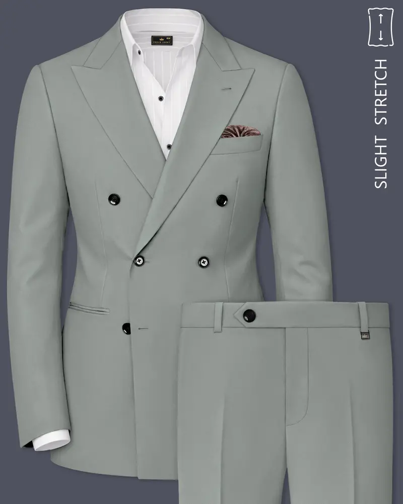 Beryl-Regent Green Slight Stretch Subtle Sheen Poly-Viscose Double Breasted Suit 1
