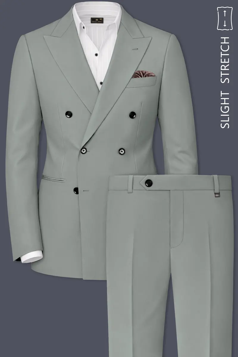 Beryl-Regent Green Slight Stretch Subtle Sheen Poly-Viscose Double Breasted Suit 2