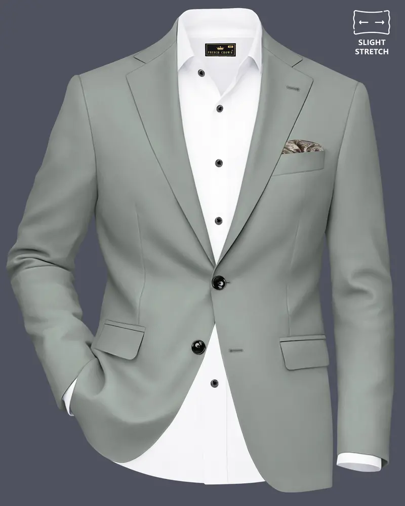 Beryl-Regent Green Slight Stretch Subtle Sheen Poly-Viscose Single Breasted Blazer 1