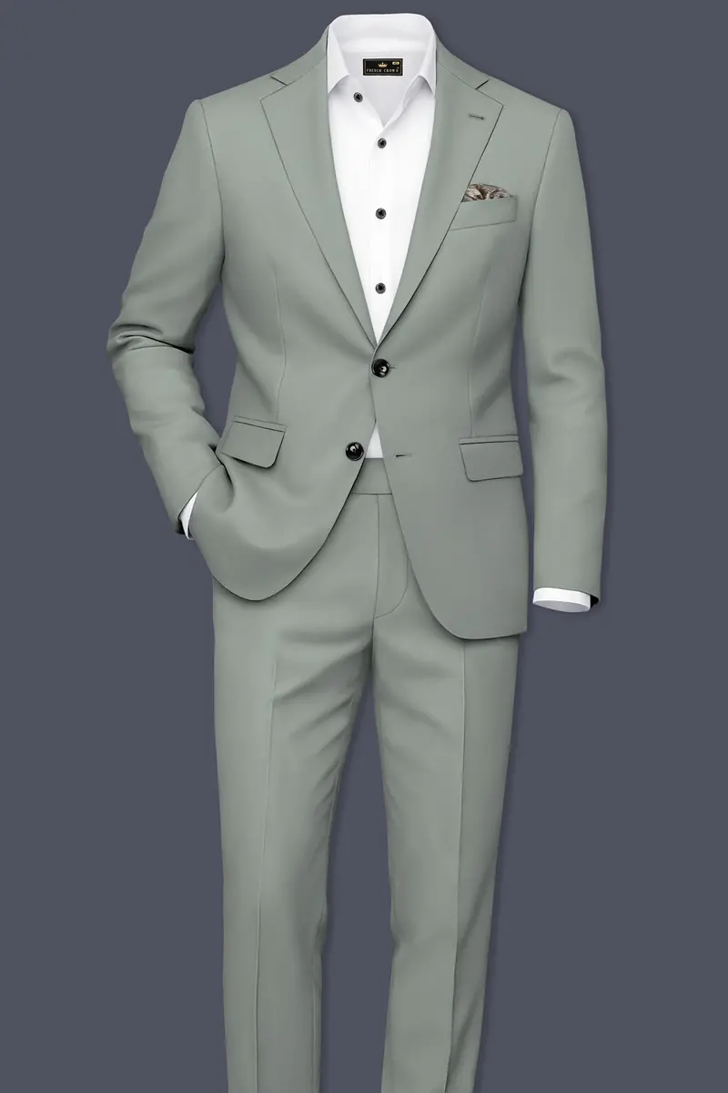 Beryl-Regent Green Slight Stretch Subtle Sheen Poly-Viscose Single Breasted Suit 4