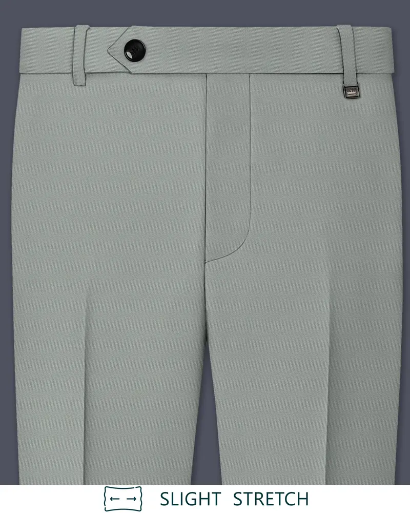 Beryl-Regent Green Slight Stretch Subtle Sheen Poly-Viscose Waistband Pant 1
