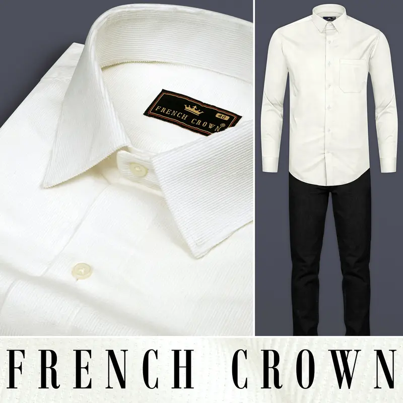 Bianca Cream Heavyweight Corduroy Shirt 10