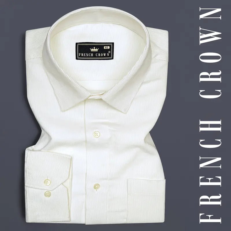 Bianca Cream Heavyweight Corduroy Shirt 7