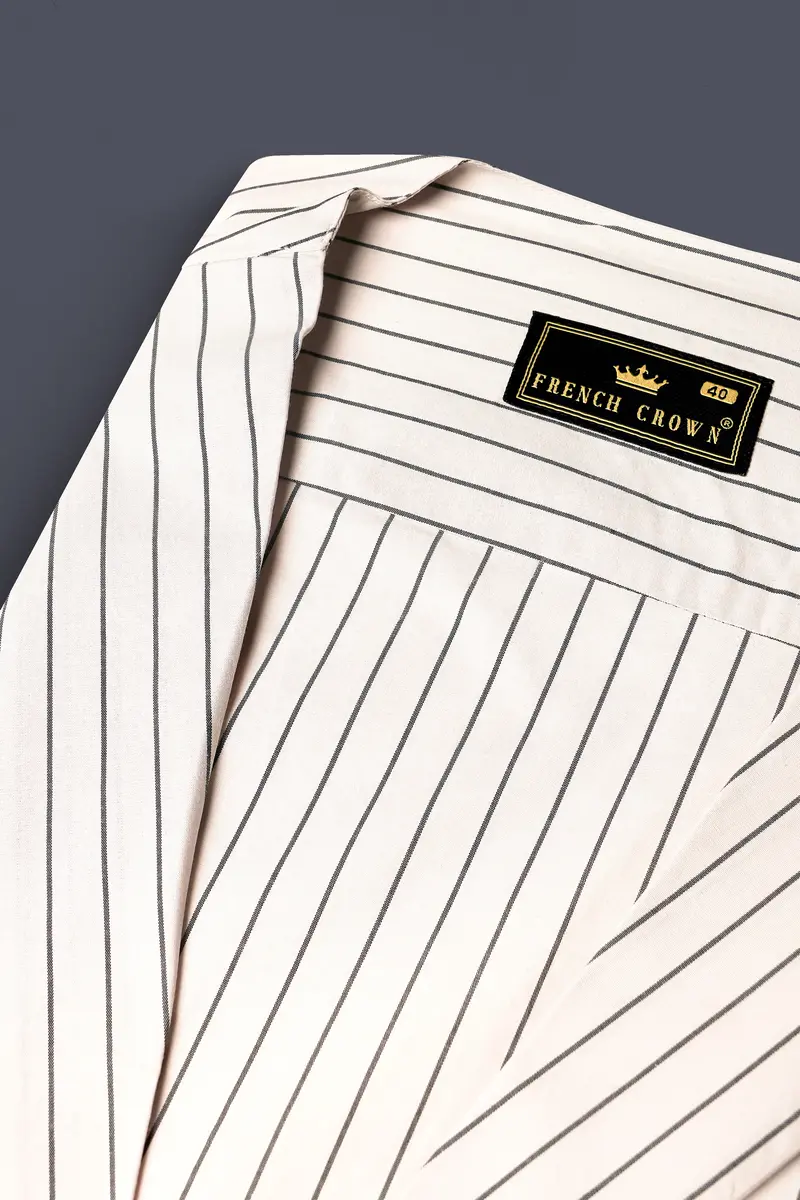 Bianca Cream Stripes Premium Giza Cotton Designer Shirt 4