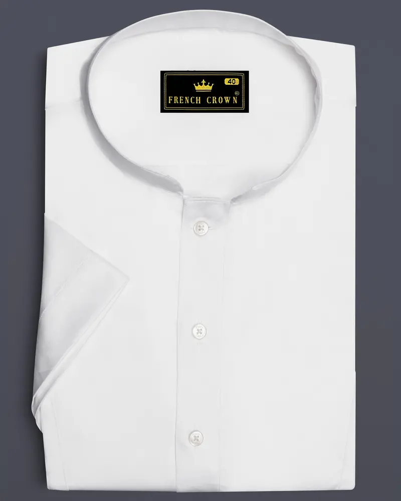 Biancoro-Bright White Subtle Sheen Super Soft Premium Cotton Casual Designer Shirt 1