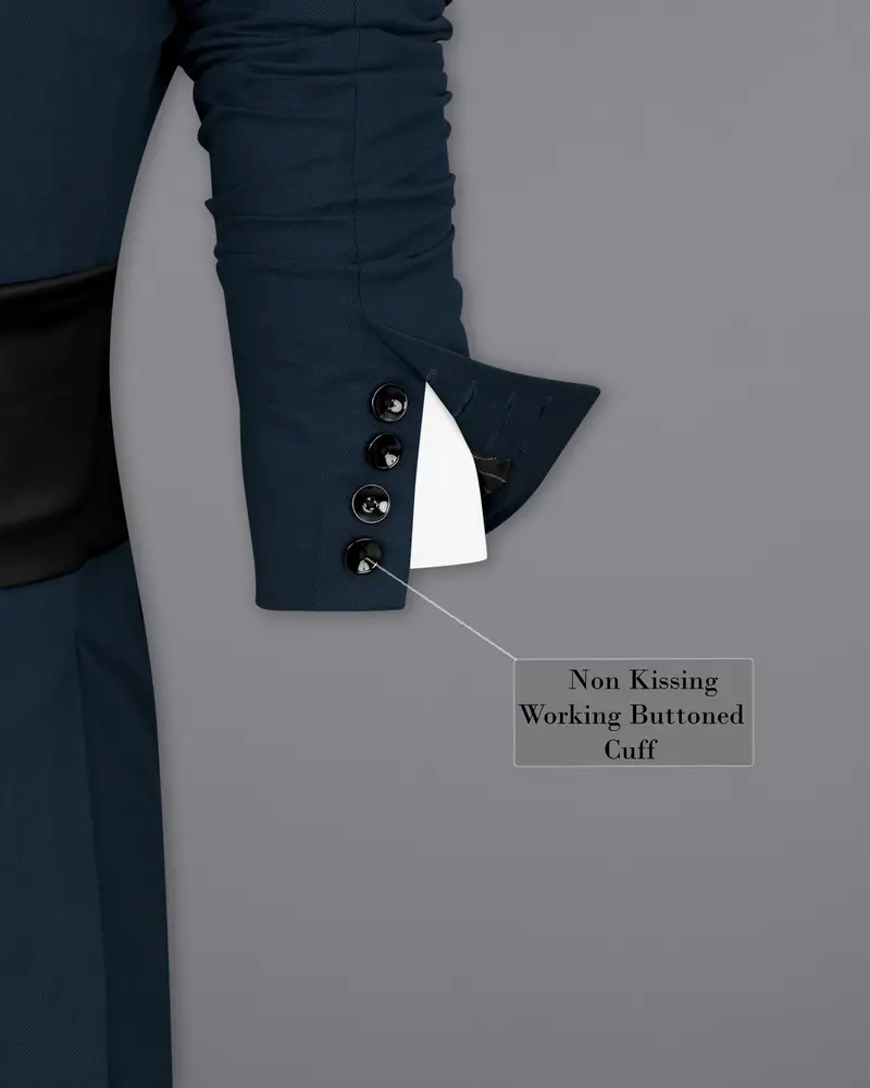 Big Stone Blue Premium Cotton Designer Tuxedo Blazer With Shawl 10