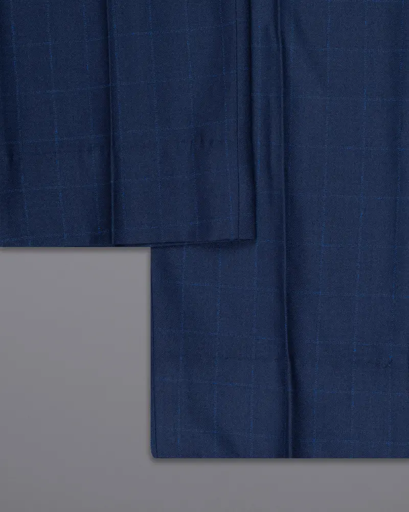 Big Stone Blue Super Fine Subtle Checkered Wool Rich Pant 6