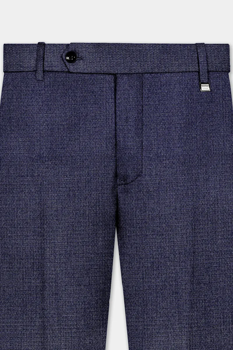 Big Stone Blue Textured Wool Blend Single Breasted Suit 12