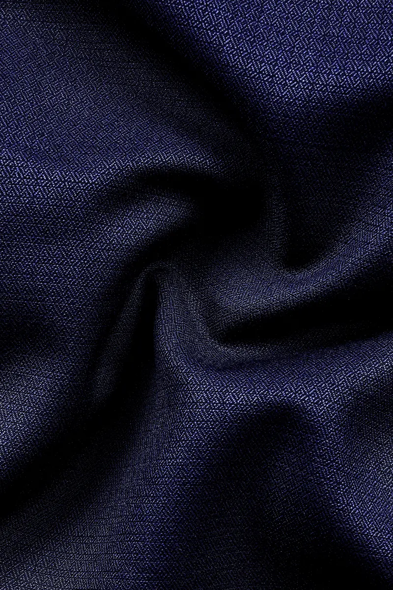 Big Stone Blue Textured Wool Blend Single Breasted Suit 3