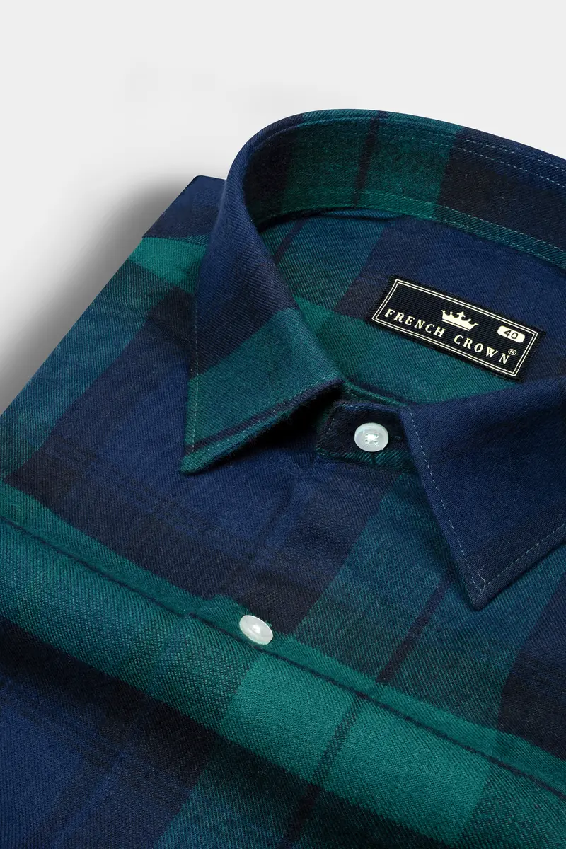 Big Stone Blue With Dark Aqua Plaid Flannel Shirt 1