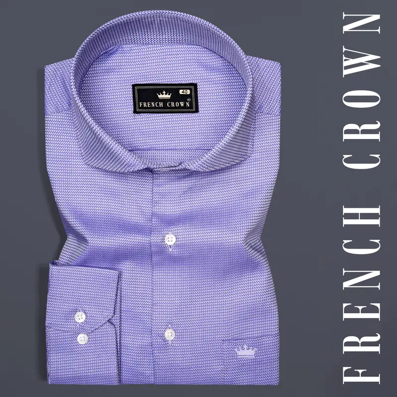Biloba Purple Dobby Textured Premium Giza Cotton Shirt 7