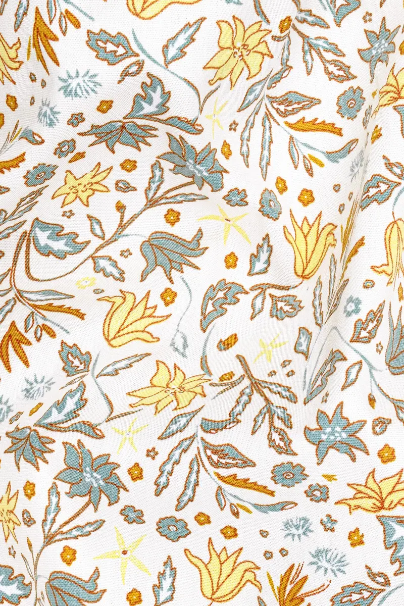 Binaca White And Lemon Yellow Multicolour Floral Printed Premium Cotton Shirt 3