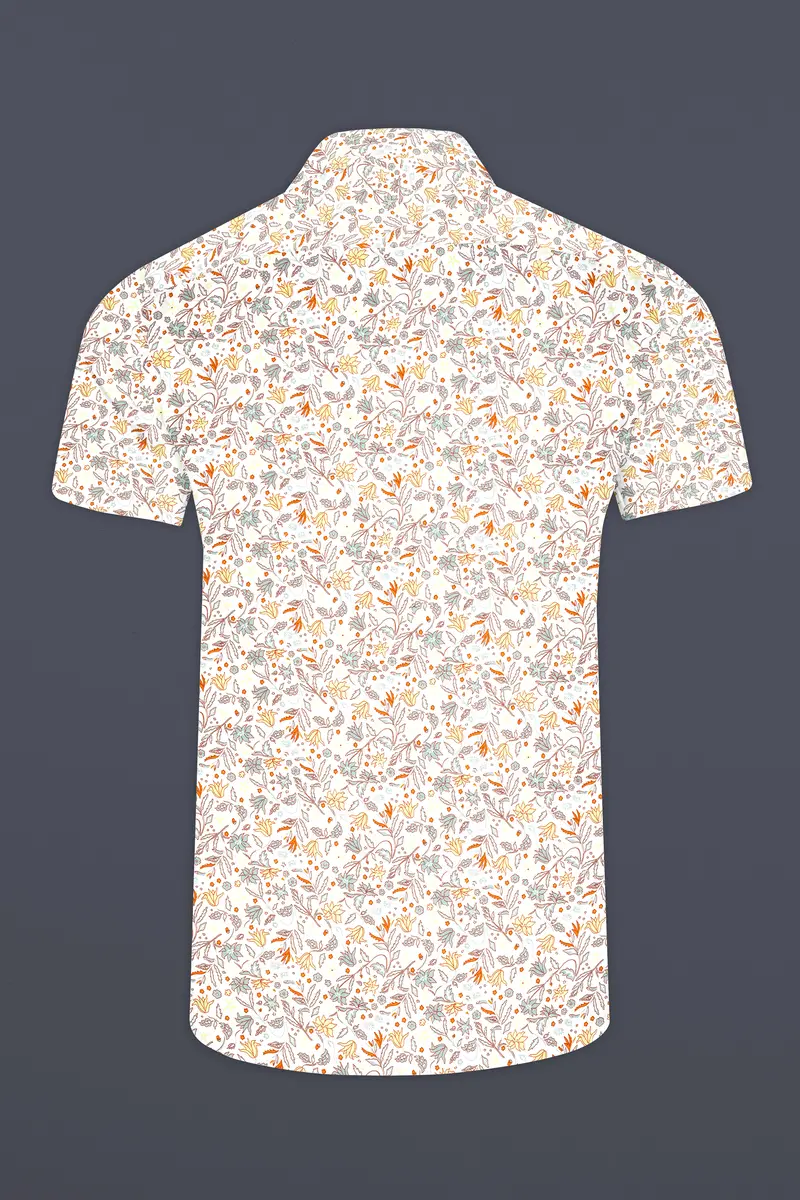 Binaca White And Lemon Yellow Multicolour Floral Printed Premium Cotton Shirt 6