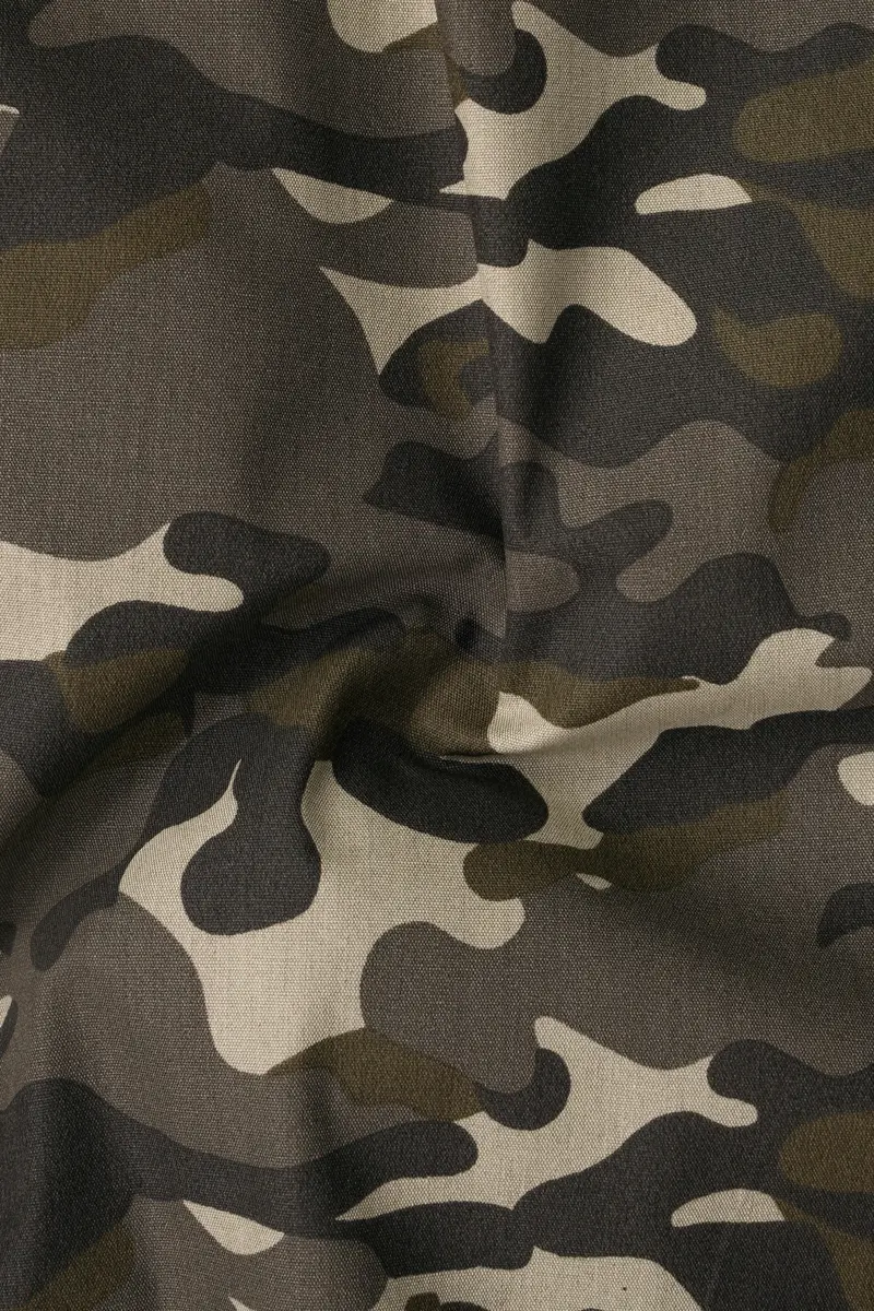 Birch Brown And Pavlova Cream Camouflage Military Printed Oxford Premium Cotton Designer Overshirt/Shacket 3