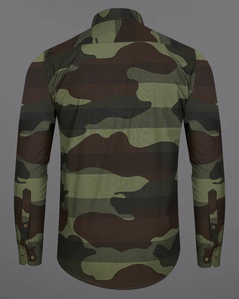 Birch Brown With Iridium Green Camouflage Printed Royal Oxford Shirt 7