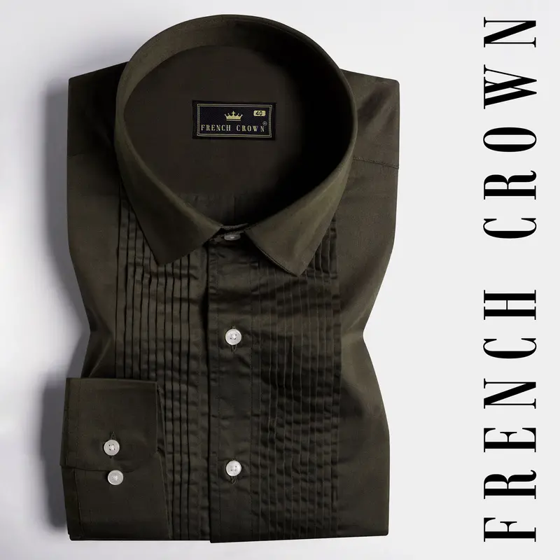 Birch Green Subtle Sheen Super Soft Premium Cotton Tuxedo Shirt 1