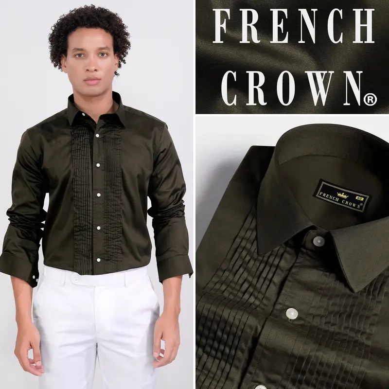 Birch Green Subtle Sheen Super Soft Premium Cotton Tuxedo Shirt 11