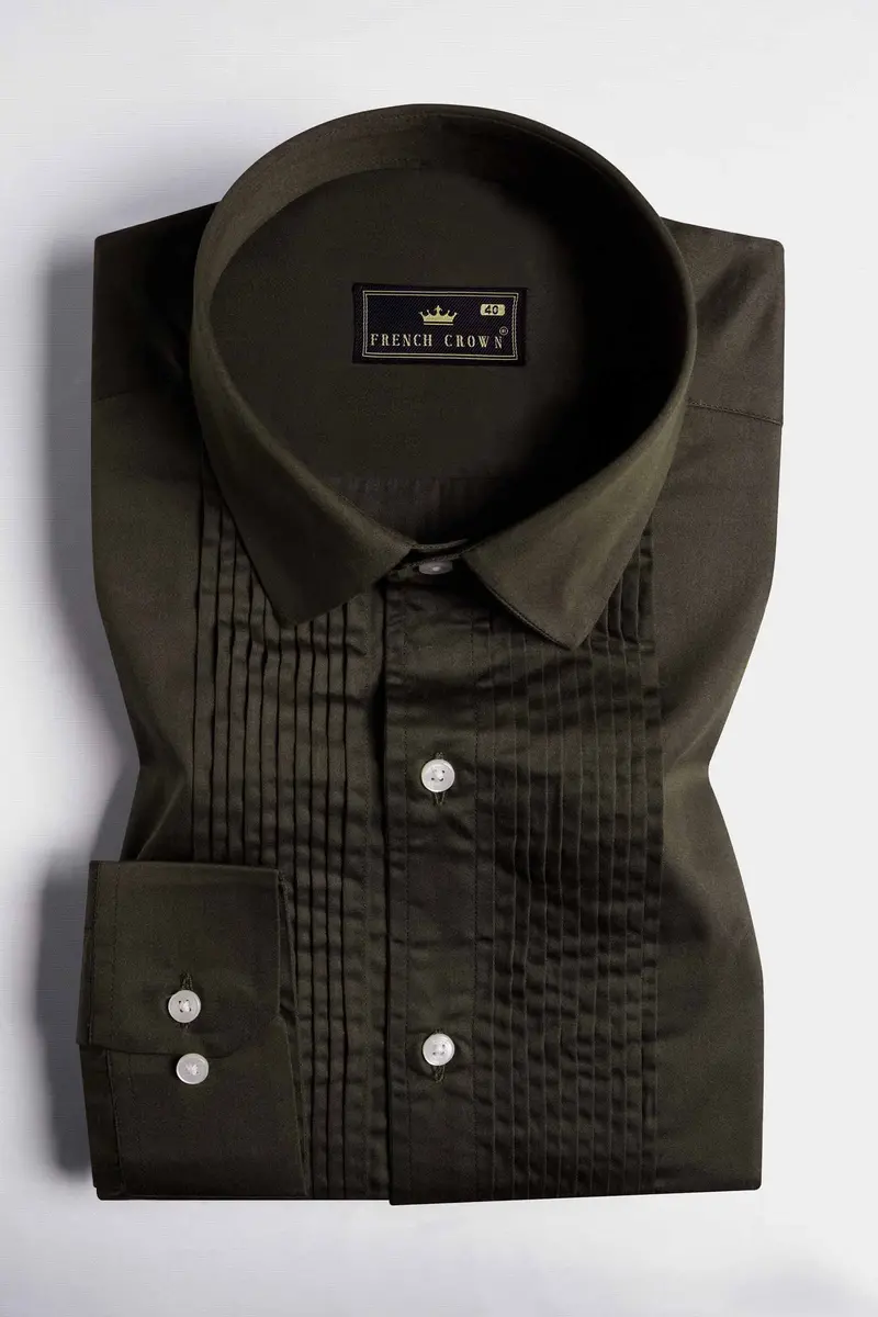 Birch Green Subtle Sheen Super Soft Premium Cotton Tuxedo Shirt 2