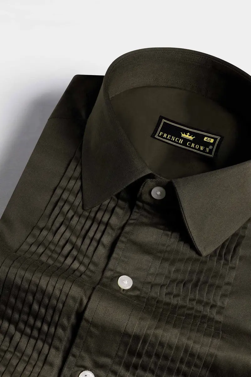 Birch Green Subtle Sheen Super Soft Premium Cotton Tuxedo Shirt 4