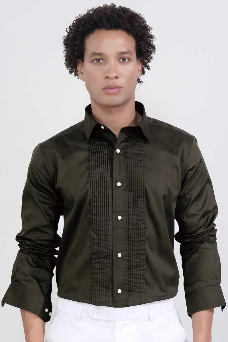 Birch Green Subtle Sheen Super Soft Premium Cotton Tuxedo Shirt 5